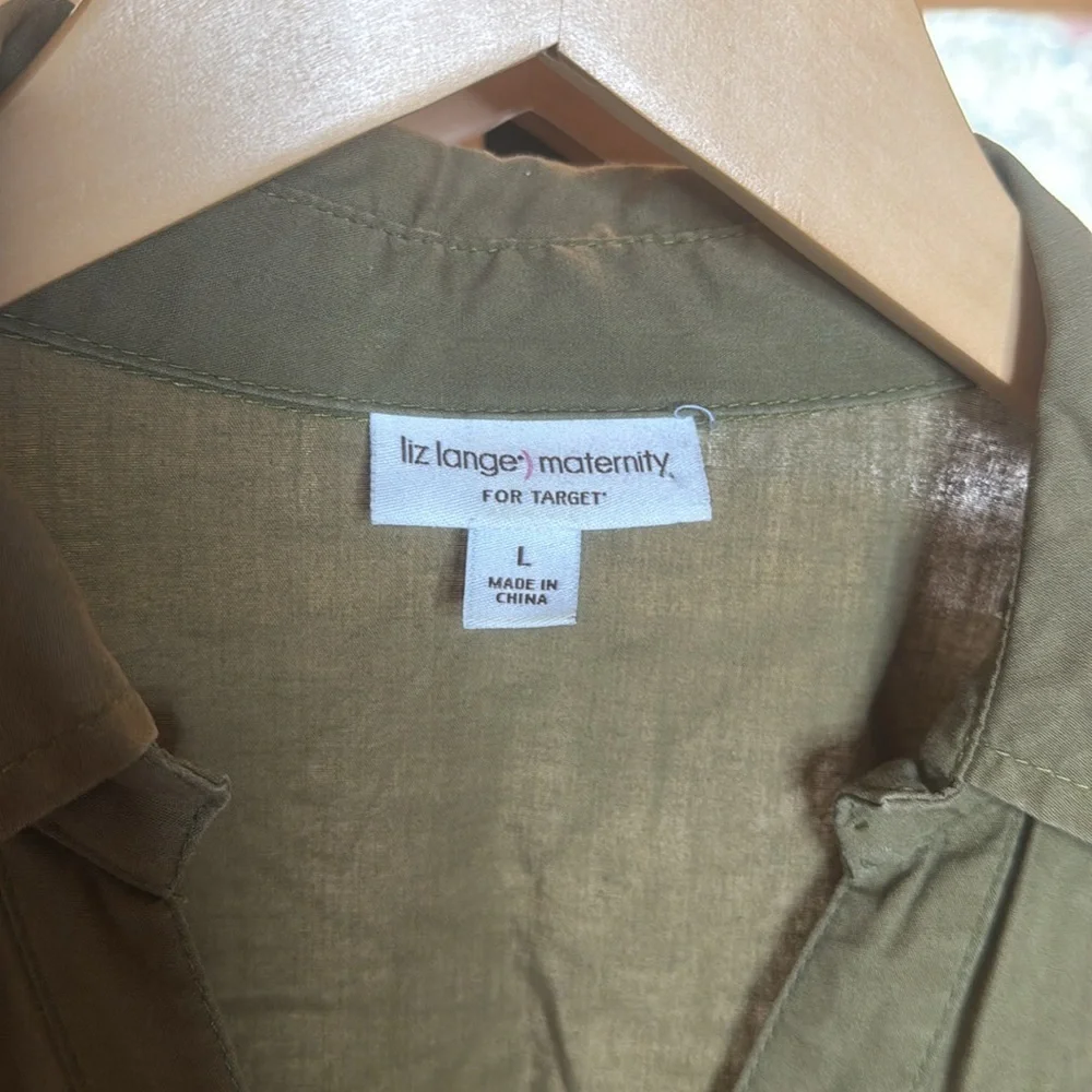 Liz Lange Maternity for Target Utility Dress Olive Green Size Large - Picture 3 of 11